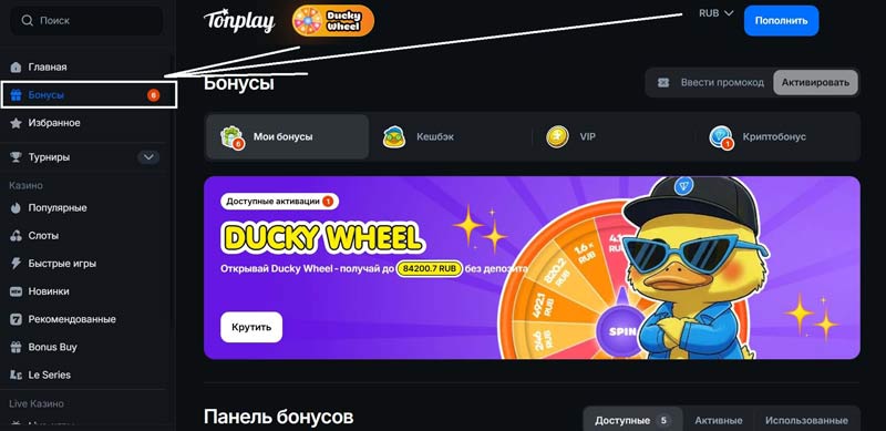 Раздел с бонусами